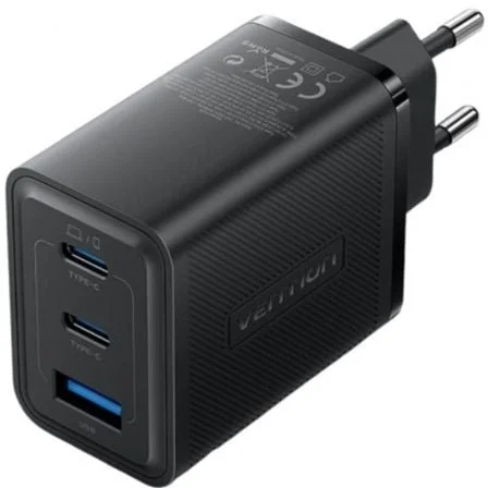 Cargador de Pared GaN Vention FERB0-EU/ 2xUSB Tipo-C/ 1xUSB/ 65W