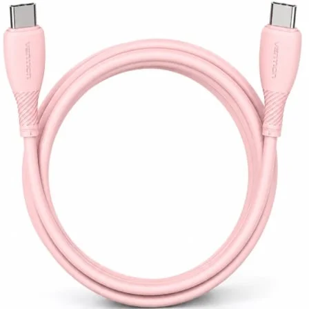 Cable USB 2.0 Tipo-C Vention TRVPF/ USB Tipo-C Macho - USB Tipo-C Macho/ Hasta 60W/ 480Mbps/ 1m/ Rosa