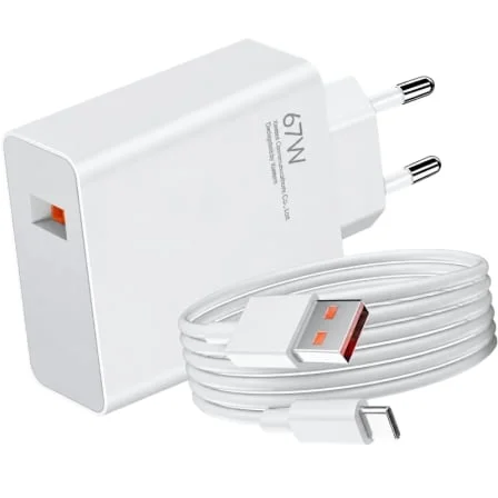 Cargador de Pared Xiaomi 67W HyperCharge Combo (Type-A)/ 1xUSB + Cable USB Tipo-C/ 67W