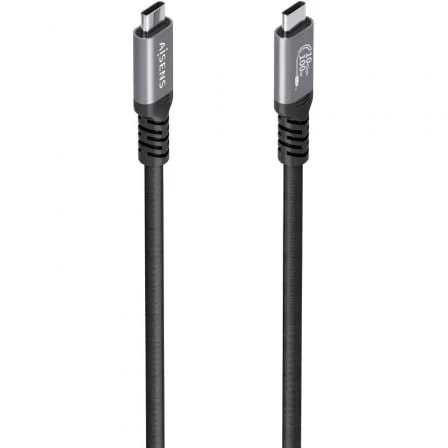 Cable USB 3.2 Tipo-C Aisens A107-0990/ USB Tipo-C Macho - USB Tipo-C Macho/ Hasta 100W/ 10Gbps/ 5m/ Negro
