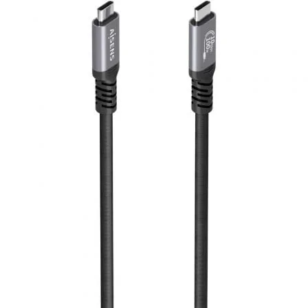 Cable USB 3.2 Tipo-C Aisens A107-0989/ USB Tipo-C Macho - USB Tipo-C Macho/ Hasta 100W/ 10Gbps/ 4m/ Negro