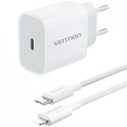 Cargador de Pared Vention G17W0-EU/ 1xUSB Tipo-C + Cable Lightning/ 20W
