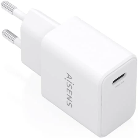 Cargador de Pared GaN Aisens A110-1023/ 1xUSB Tipo-C/ 20W/ Blanco