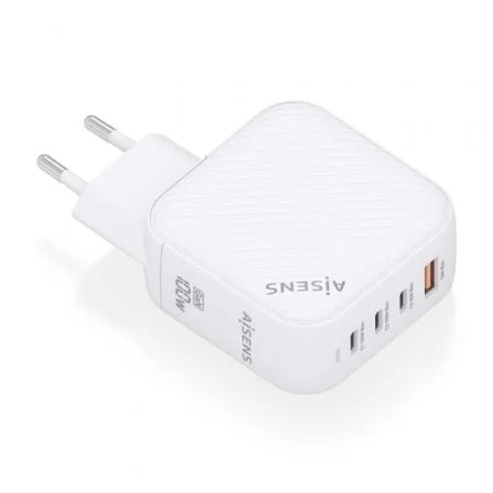 Cargador de Pared GaN Aisens ASCH-100W4P028-W/ 3xUSB Tipo-C/ 1x USB/ 100W