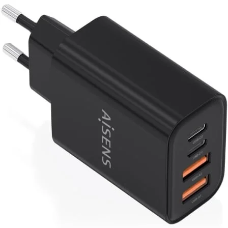 Cargador de Pared GaN Aisens A110-1028/ 2xUSB Tipo-C/ 2xUSB/ 32W/ Negro