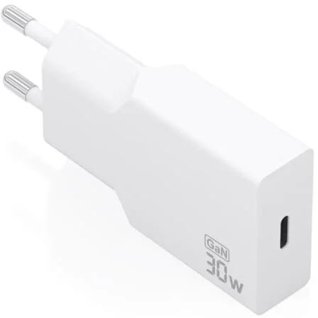 Cargador de Pared GaN Aisens A110-1001/ 1xUSB Tipo-C/ 30W/ Blanco