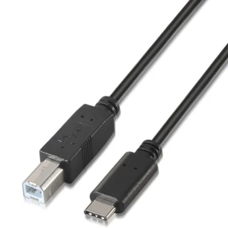 Cable USB 2.0  Impresora Aisens A107-0054/ USB Tipo-C Macho - USB Tipo-B Macho/ 480Mbps/ 2m/ Negro
