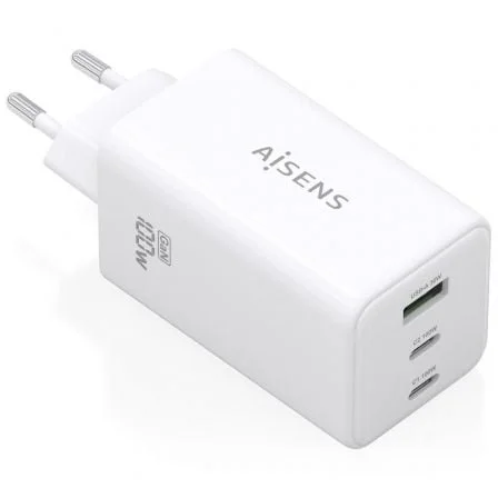 Cargador de Pared GaN Aisens ASCH-100W3P051-W/ 2xUSB Tipo-C/ 1xUSB/ 100W
