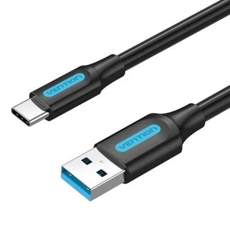 Cable USB 3.0 Tipo-C Vention COZBC/ USB Macho - USB Tipo-C Macho/ 5Gbps/ 25cm/ Negro