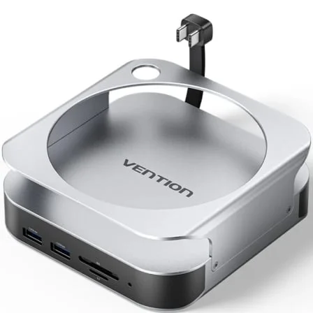 Docking para Mac Mini USB Tipo-C Vention THIHAG/ Ranura SSD M.2/ 4xUSB/ 1xUSB Tipo-C/ 1xDisplayPort 4K/ 1xLector Tarjetas/ 1xJack 3.5mm