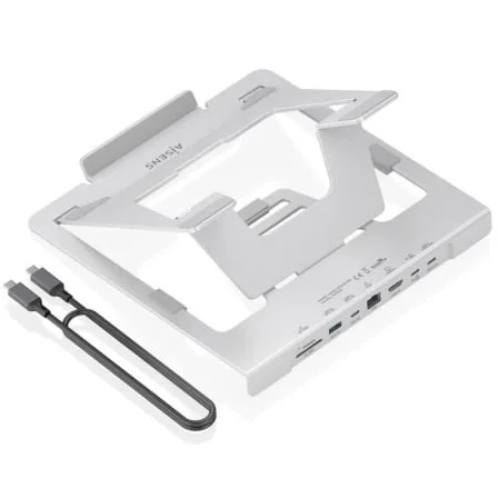 Soporte de Sobremesa - Docking USB Tipo-C Aisens ASUC-7P045-GR/ 1xUSB/ 1xUSB Tipo-C/ 1xHDMI/ 1xRJ45/ 1xLector de Tarjetas/ 1xUSB Tipo-C PD/ Gris