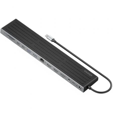 Docking USB Tipo-C Aisens ASUC-13P042-GR/ 2xUSB Tipo-C/ 1xUSB Tipo-C PD/ 2xUSB/ 2xHDMI/ 1xDisplayPort/ 1xLector de Tarjetas/ 1xJack 3.5mm/ 1xRJ45/Gris