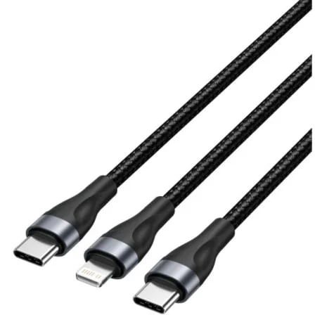Cable USB Tipo-C Vention H17BAV/ USB Tipo-C Macho - Lightning Macho/ USB Tipo-C Macho/ 60W/ 480Mbps/ 1.2m/ Negro