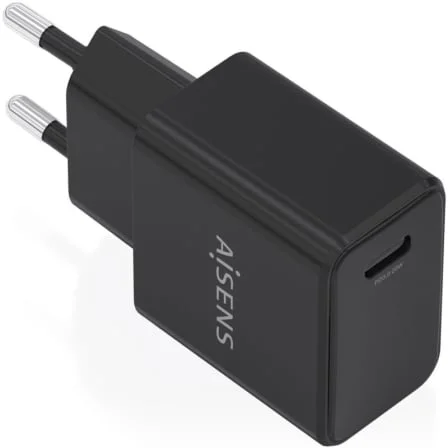 Cargador de Pared GaN Aisens A110-1024/ 1xUSB Tipo-C/ 20W/ Negro
