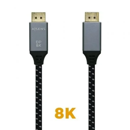 Cable DisplayPort 1.4 8K Aisens A149-0434/ DisplayPort Macho - DisplayPort Macho/ 50cm/ Negro Gris