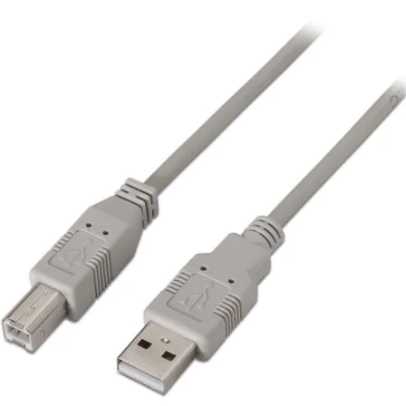 Cable USB 2.0 Impresora Aisens A101-0004/ USB Tipo-B Macho - USB Macho/ 4.5m/ Beige
