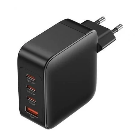 Cargador de Pared GaN Vention FEIB0-EU/ 3xUSB Tipo-C + Cable USB Tipo-C/ 1xUSB/ 140W